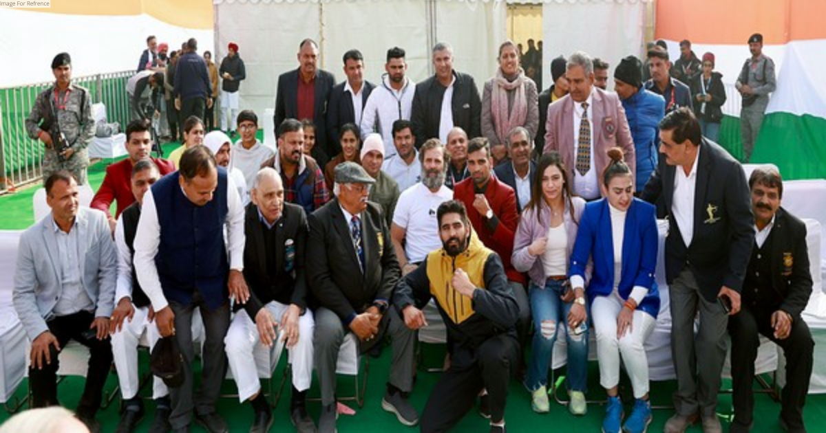 Rahul Gandhi interacts with Haryana athletes during Bharat Jodo Yatra